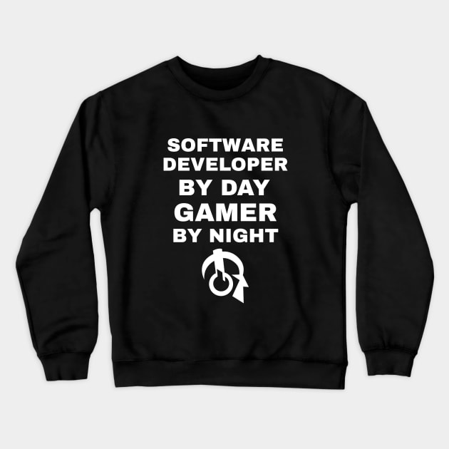 Software Developer By Day Gamer By Night Crewneck Sweatshirt by fromherotozero